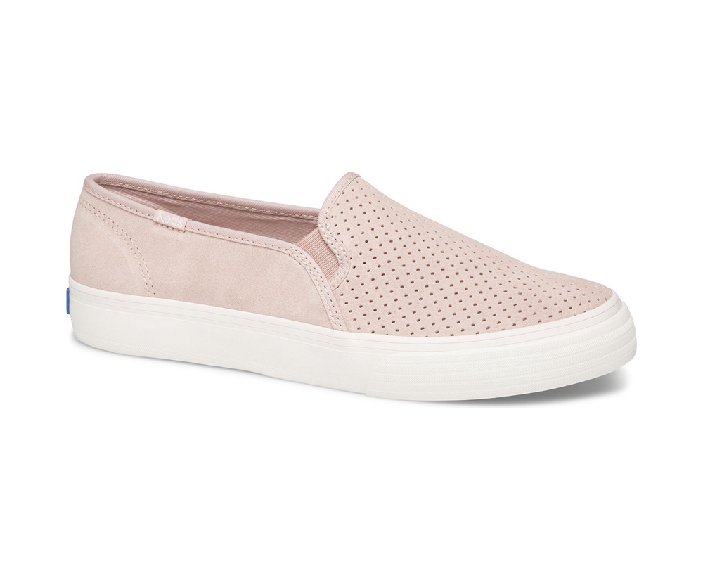 Slip On Γυναικεια - Keds Double Decker Perf Suede - Ροζ - JULIB8195